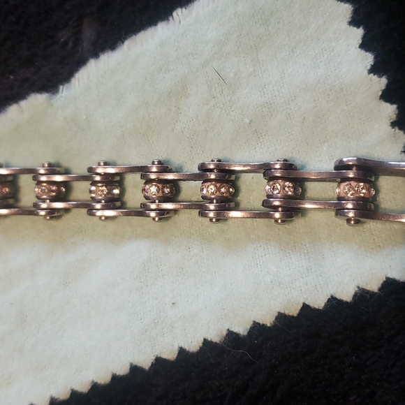 Stainless Steel Chain Bracelet with Rhinestones - Picture 4 of 5